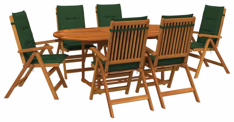 Set da giardino da 7 pezzi, realizzato in legno massello di acacia naturale