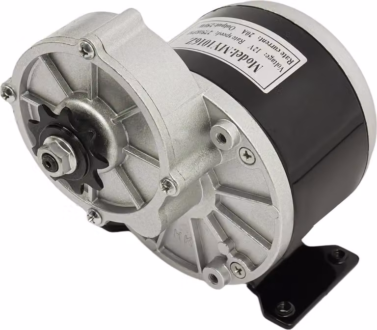 Motore elettrico con riduttore - Motore CC a spazzole 12 V 250 W per e-bike/e-scooter - Numero di giri 2750 giri/min - Rapporto di trasmissione circa 9:1 - Corrente 20 A - Carico circa 100 kg