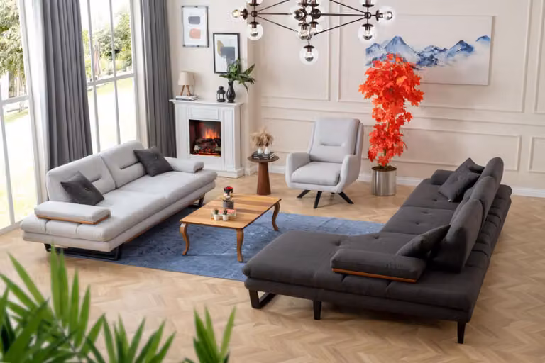Modern Sofagarnitur 3 + 1 Sitzer und Ecksofa L-Form Designer Möbel