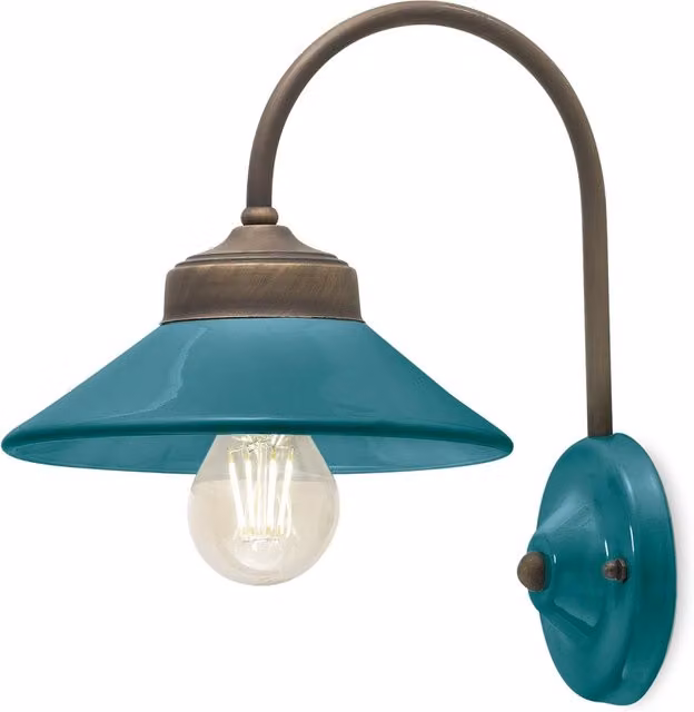 Applique Vintage Colors Ferro E Ceramica Petrolio 1 Luce E27