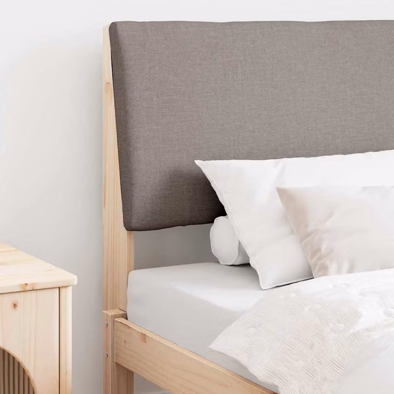 Testiera imbottita Talpa vidaXL in pino massello, larghezza: 100 cm, beige o grigio