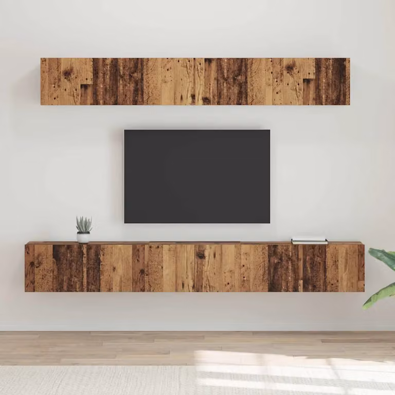Set mobile TV moderno vidaXL in legno effetto vecchio marrone da 5 pezzi