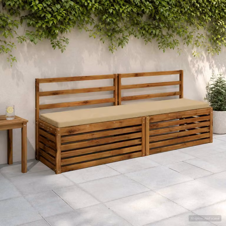Set di 2 cuscini per panchina vidaXL in poliestere beige con fodera rimovibile e resistente ai raggi UV
