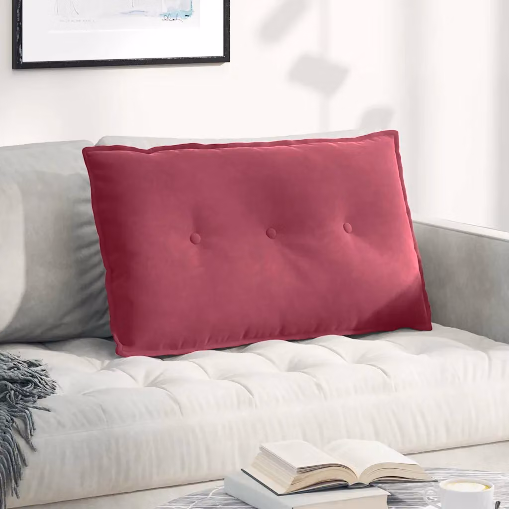 Cuscino per schiena ergonomico vidaXL in velluto a coste rosso, L: 80 cm, P: 50 cm