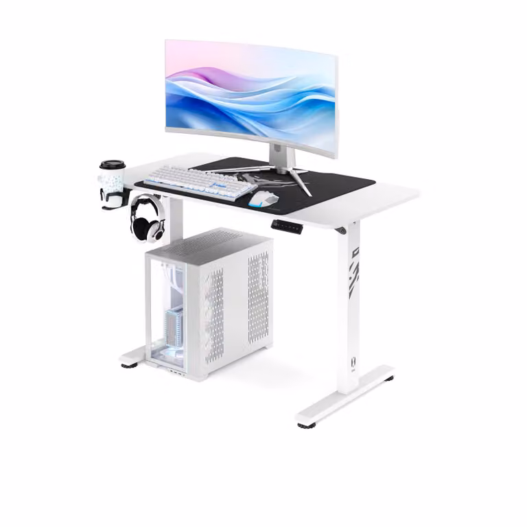 Diablo Tavolo da gioco elettrico X-Tensio Scrivania per ufficio Funzione memoria Touchscreen Altezza regolabile 110 cm Bianco
