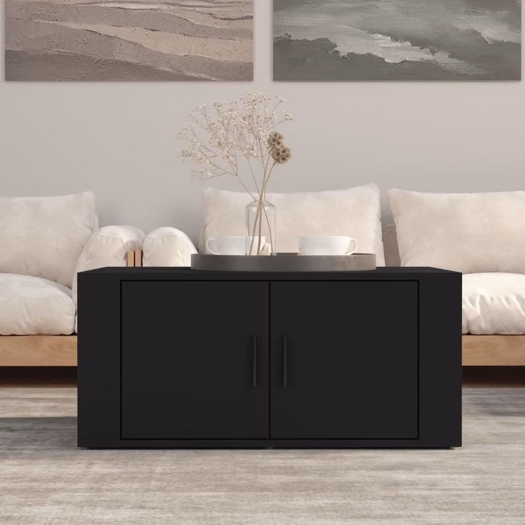 Tavolino The Living Store nero 80x50x36 cm in materiale ligneo