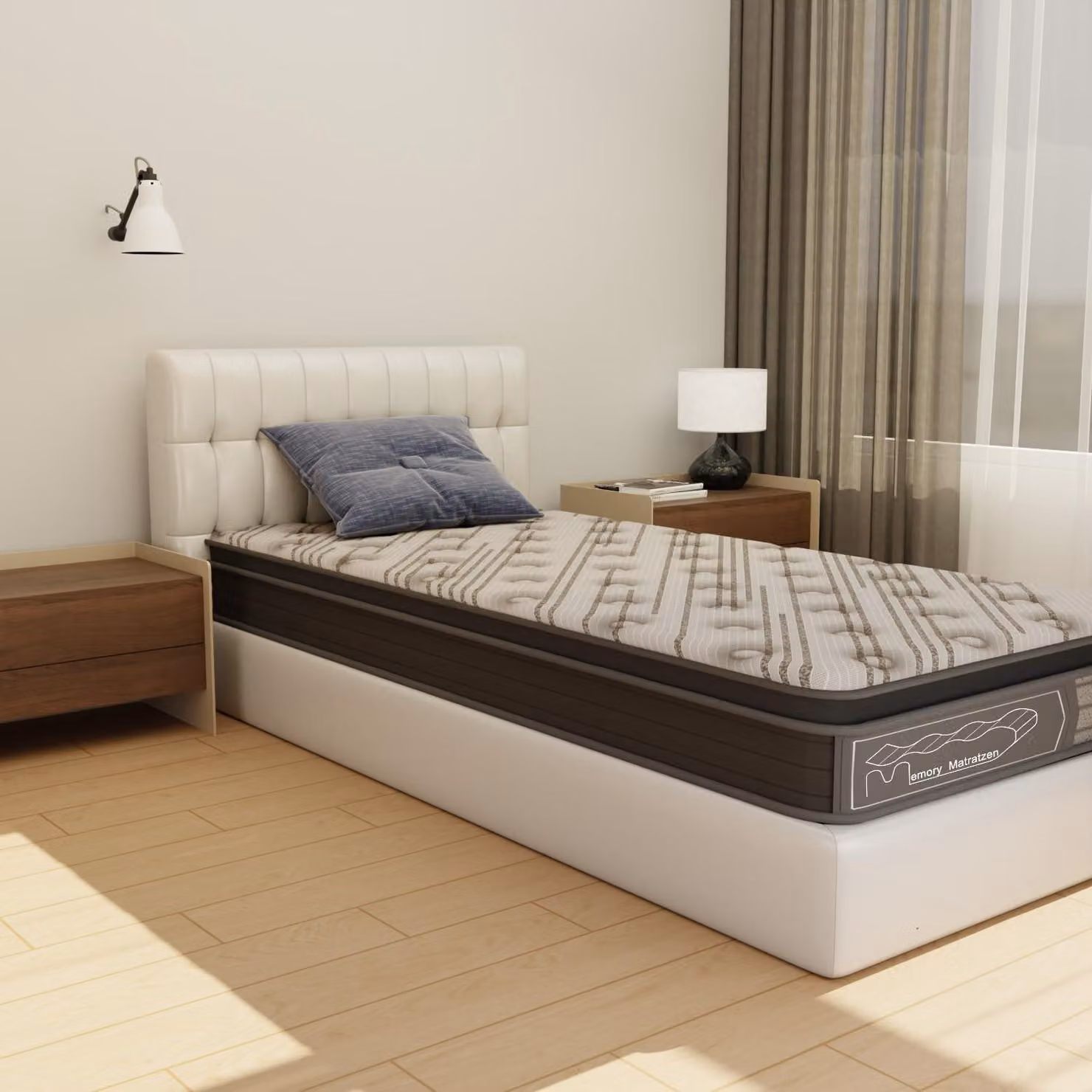 Materasso ibrido a molle insacchettate, 90x200 cm, con strato in schiuma fredda