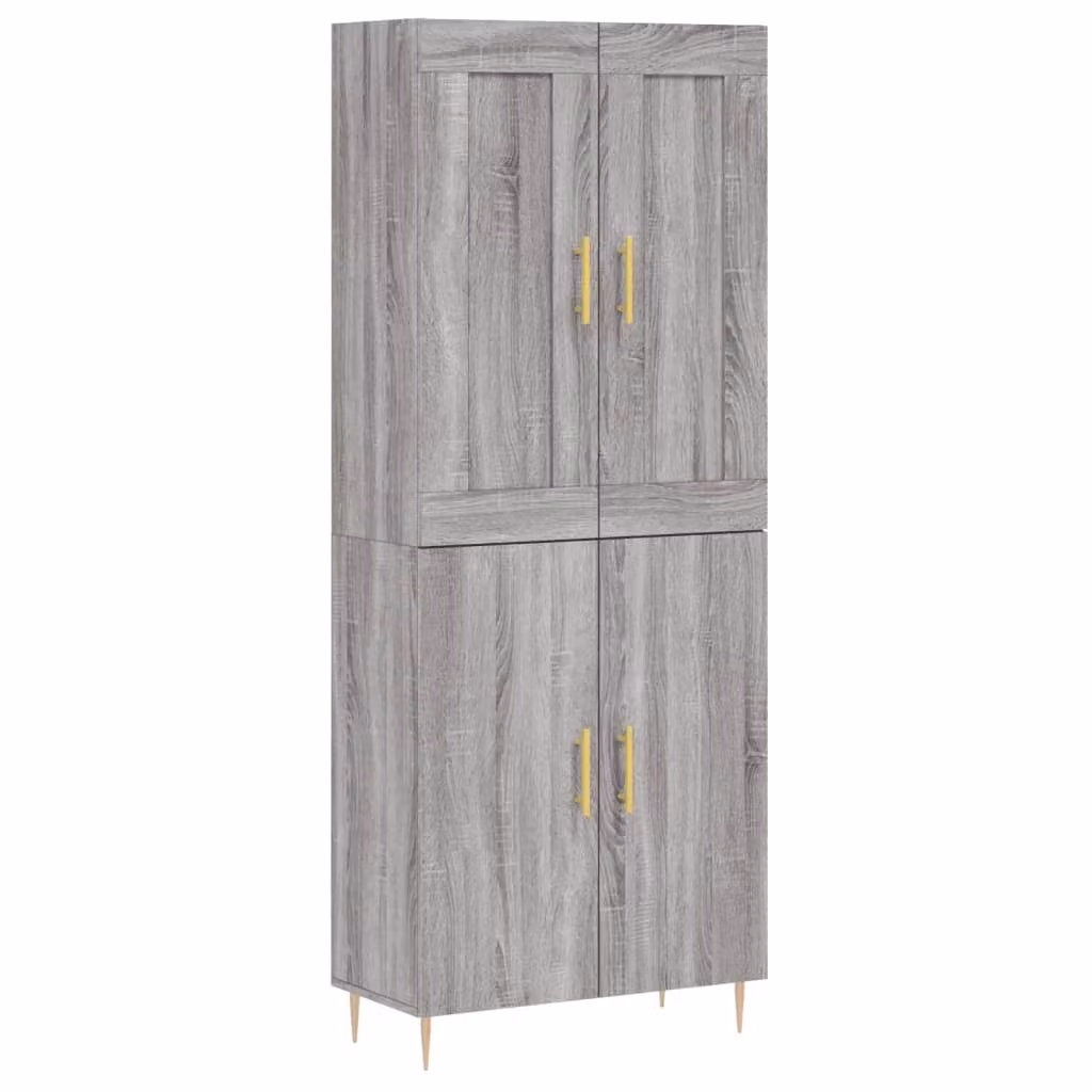 Credenza Grigio Sonoma 69,5x34x180 cm in Legno Multistrato