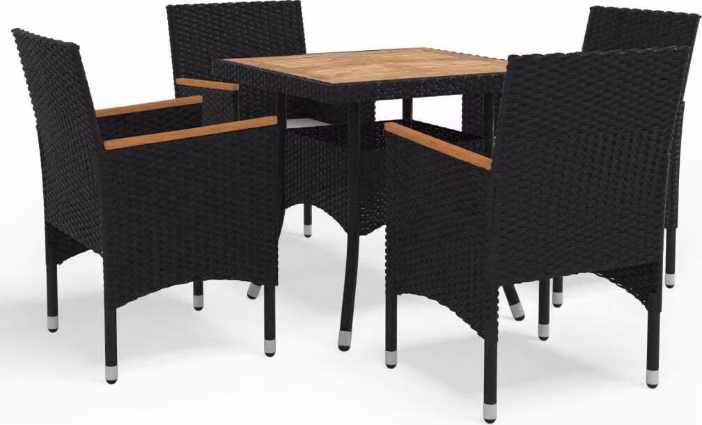 Maison Exclusive - Set da pranzo da giardino a 5 pezzi in rattan sintetico nero e legno di acacia