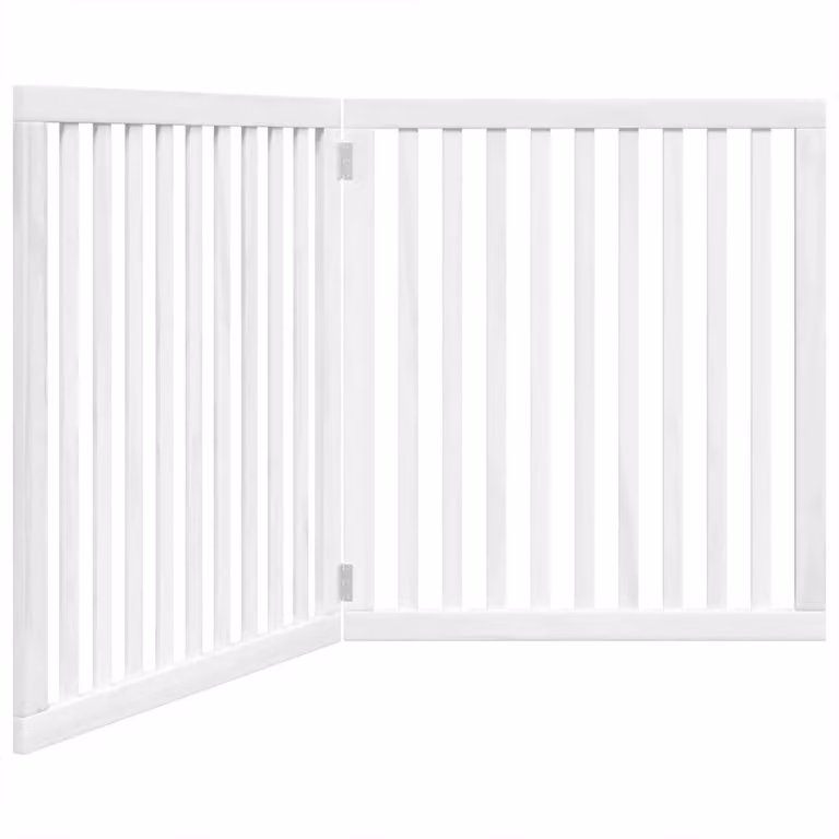 Cancello per Cani Pieghevole 2 Pannelli Bianco 160 cm Pioppo