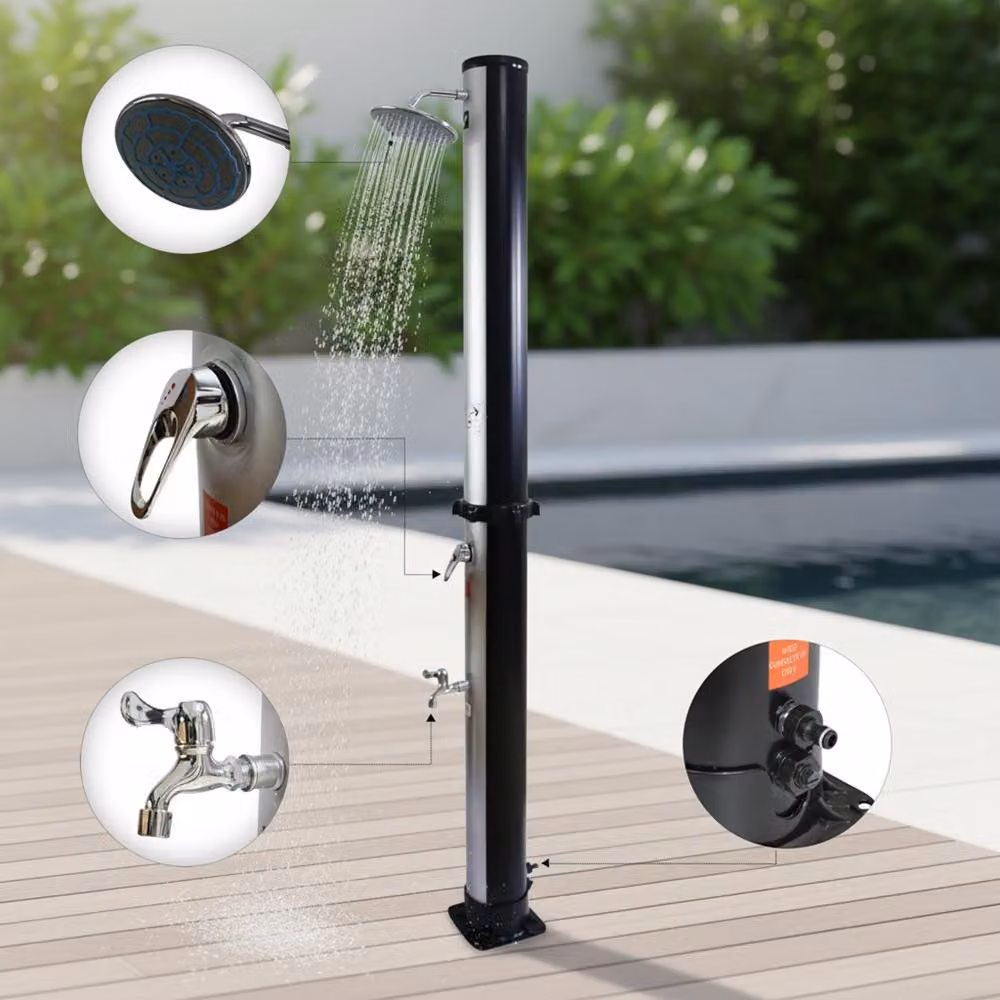 Mucola doccia solare doccia da giardino doccia da piscina doccia da esterno doccia da campeggio doccia a pioggia doccia a pedale doccia da piscina - 20L argento