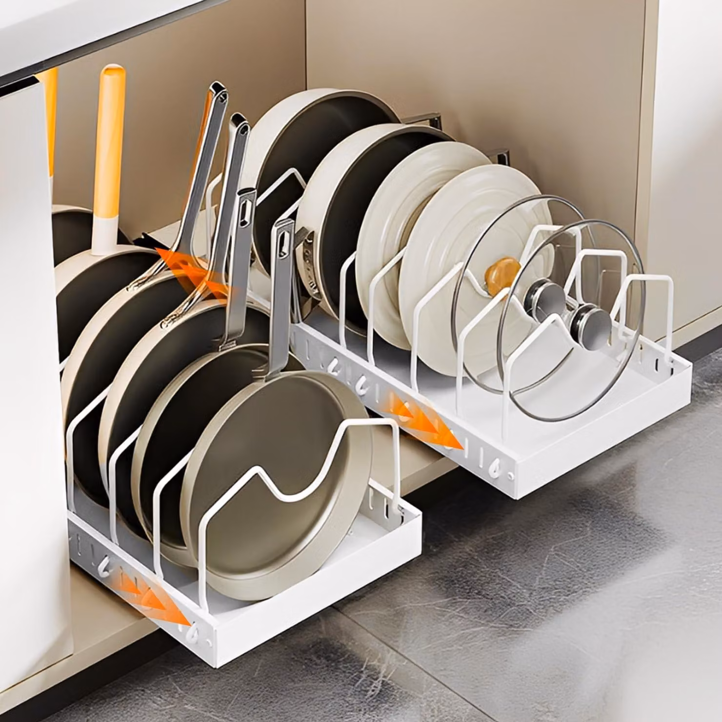 Omgoods - Set di 2 scatole portaoggetti con coperchio e 8 scomparti regolabili