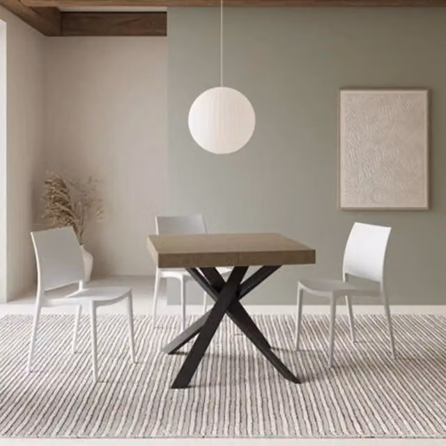 Tavolo allungabile 90/194x90 cm Clerk Premium tortora gambe antracite