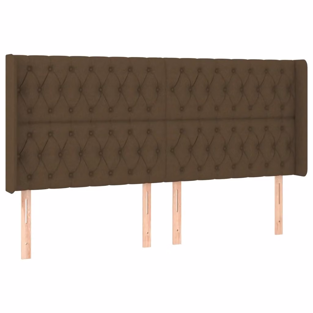 Testiera ad orecchio vidaXL in tessuto marrone con struttura in legno L: 203 cm, P: 16 cm, H: 118/128 cm – 3