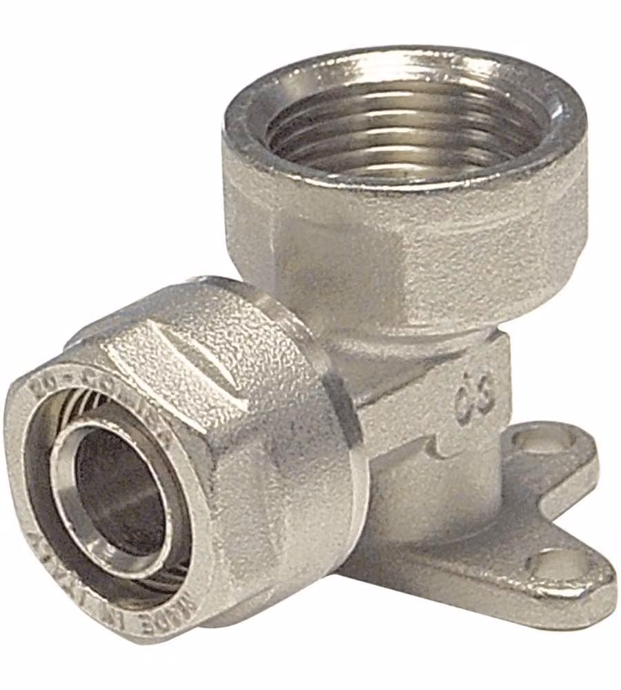 IDRO-BRIC Raccordo Multistrato Gomito Femmina con Staffa 1/2 x 16 mm