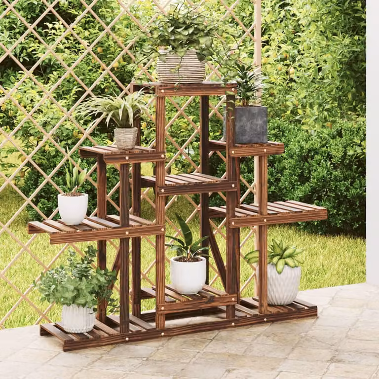 vidaXL Portafiori in Legno di Abete Marrone L: 110 cm, P: 25 cm, H: 96 cm