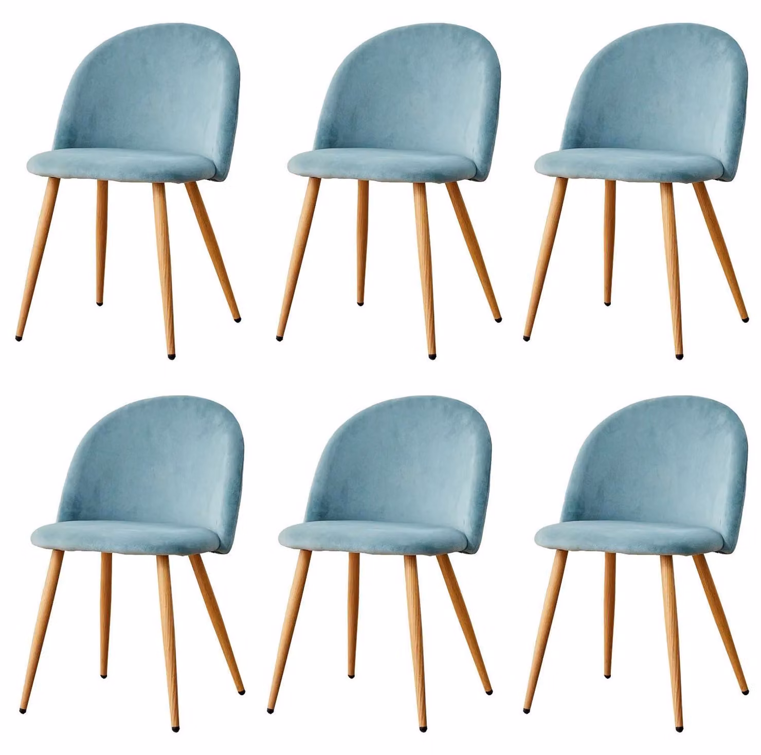 Set di 6 sedie da pranzo - Sedie per cucina - Rivestite in tessuto, gambe in legno, senza braccioli, da montare, design moderno - Colore marrone cioccolato