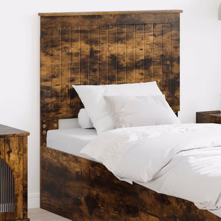 Testiera per letto moderna vidaXL in legno ingegnerizzato rovere fumo marrone