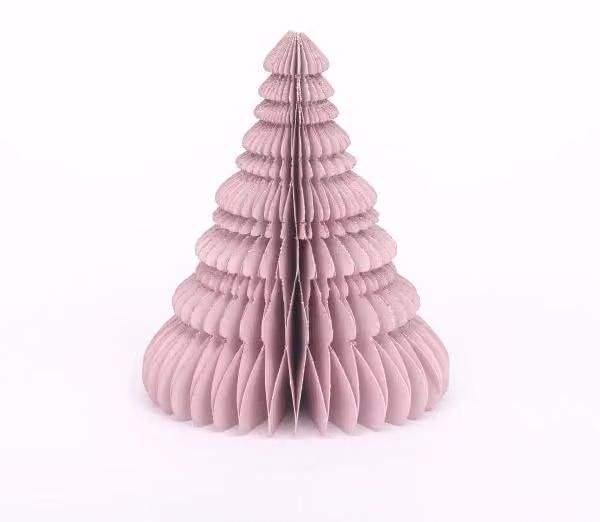 Albero di Natale in carta alveolare, color rosa, dimensioni 15 cm. Prodotto con materiali naturali