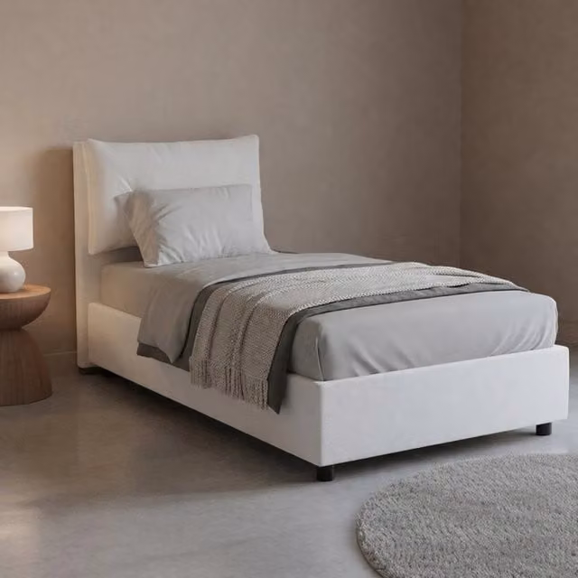 Anzi, Letto Singolo Contenitore Made in Italy, Bianco