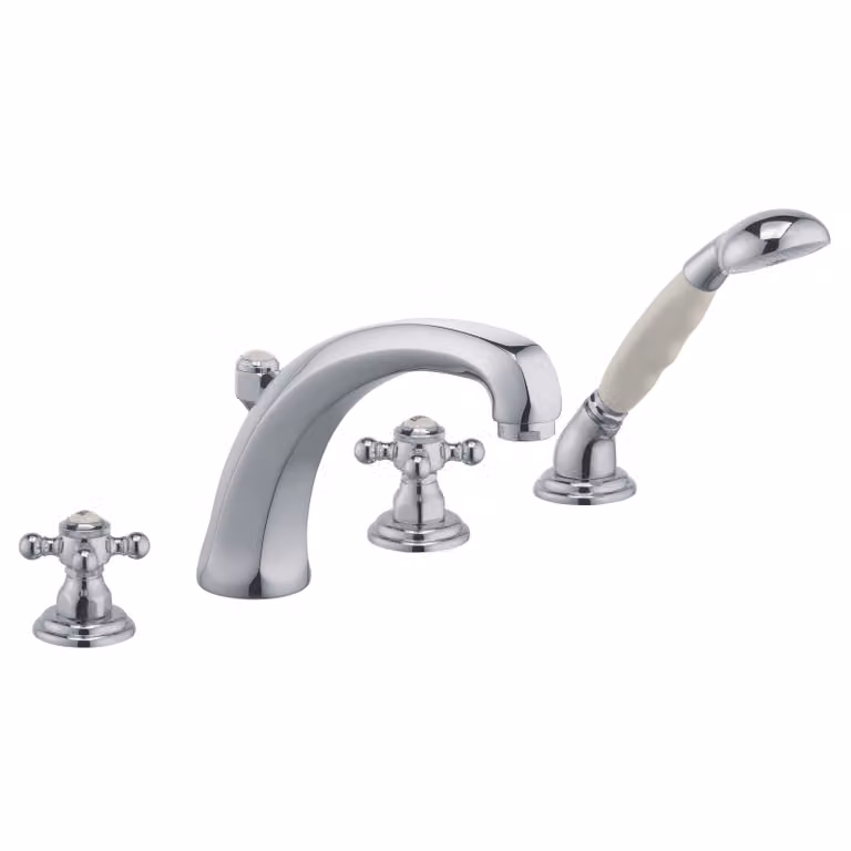 Mitigeur de baignoire et de douche KLUDI 1926, poignées en croix, montage sur pied, montage sur bord de carrelage à 4 trous, 515240520, 515240520