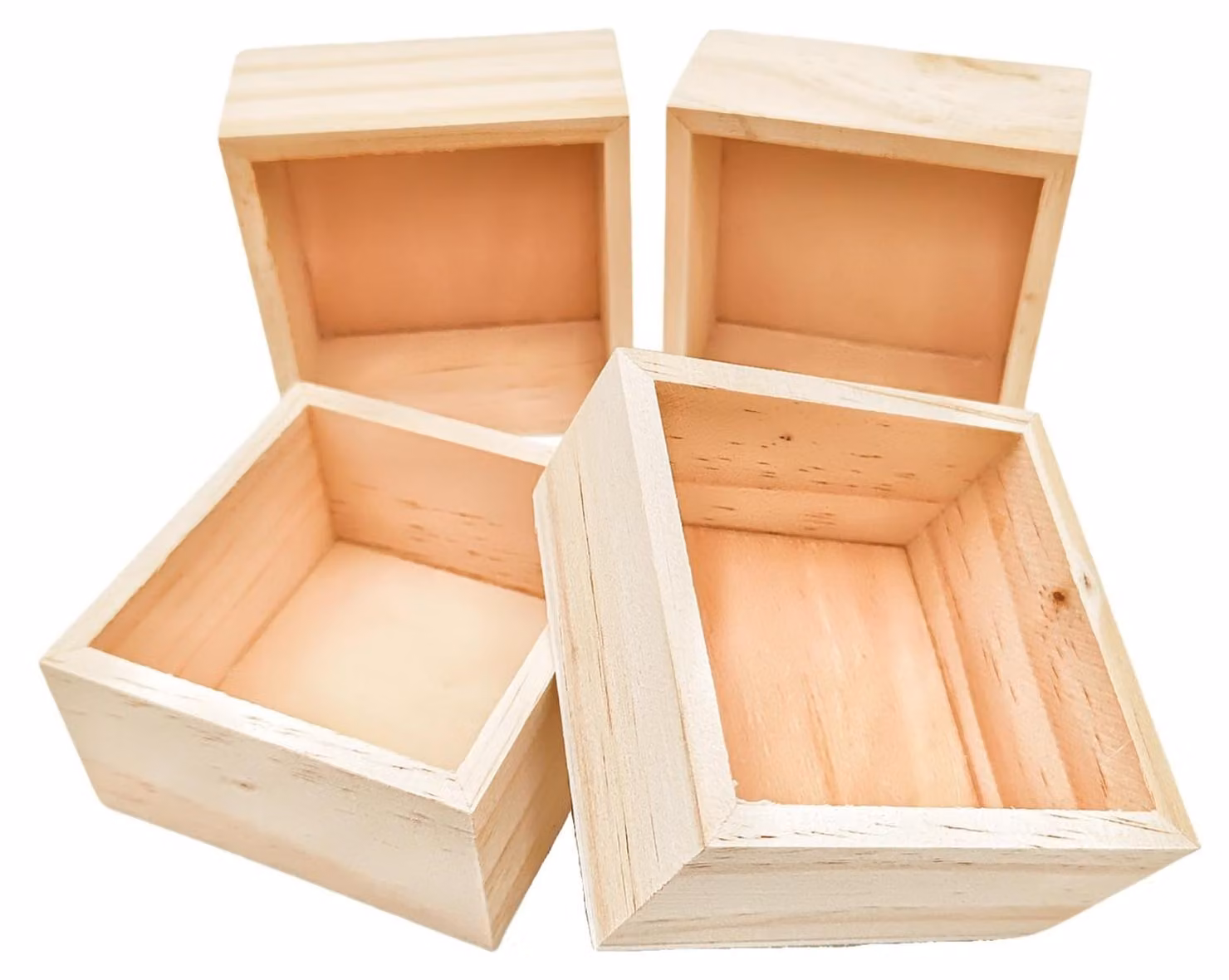 Solidchoice - Set di 4 scatole di legno per l'organizzazione di oggetti artigianali, 8x8x4 cm