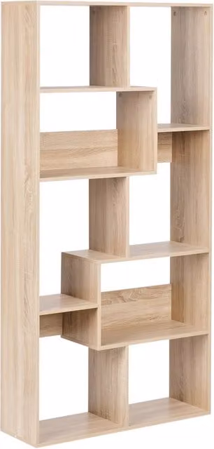 Libreria Beliani in MDF Marrone con 6 ripiani in stile scandinavo e design geometrico H: 180 cm, L: 90 cm, P: 33 cm – 1