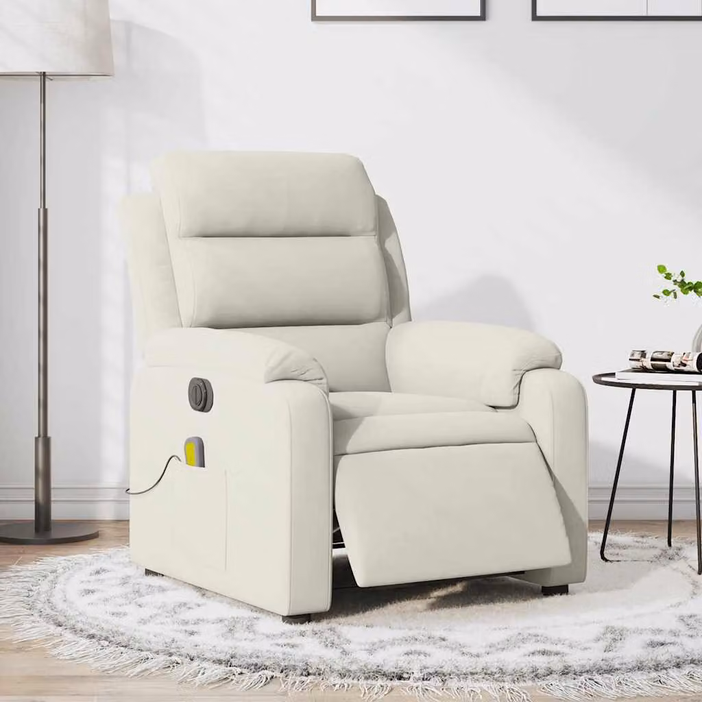 vidaXL Poltrona Massaggiante Reclinabile Elettrica in Velluto Beige