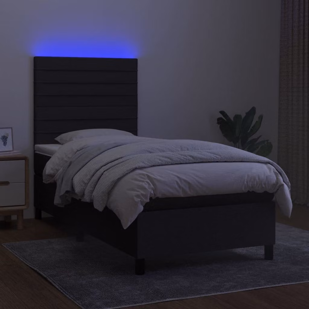 Maison Exclusive - Letto boxspring con materasso e LED nero 90x190 cm Tessuto