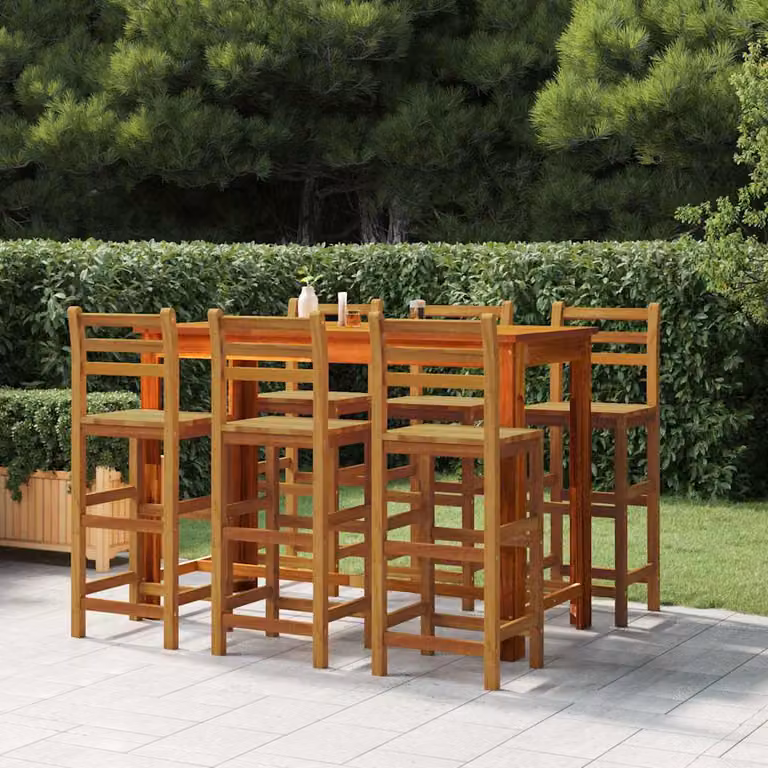 Set di 6 sgabelli da bar vidaXL in legno massello di acacia color marrone stile rustico