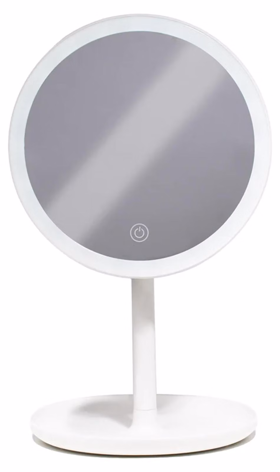 Specchio luminoso rotondo, con Bluetooth, dimmerabile, ricaricabile, dimensioni 21x4,9 cm, colore bianco