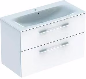 Geberit Selnova Square - Mobile lavabo 635x988x480 mm, con lavabo, 2 cassetti, bianco lucido 501.244.00.1