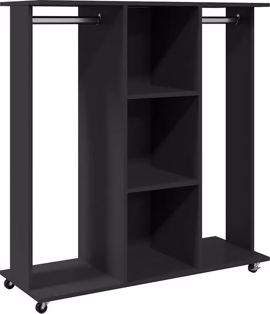 Armadio con ruote nero in legno multistrato DESIGN IN L/P/H: 102 x 38 x 110 cm