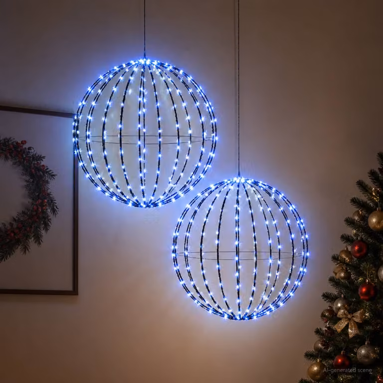 vidaXL Luce a punta di Natale 2 pz 384 LED Blu Diametro 60 x 63 cm