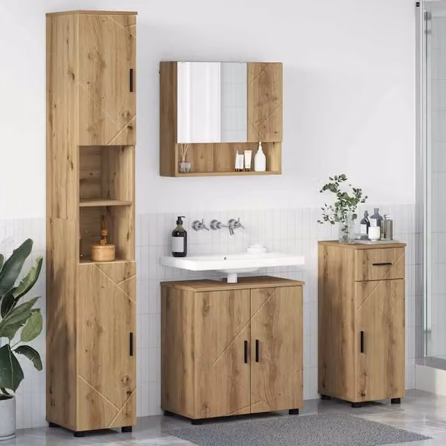 Set di mobili per il bagno 4 pz Rovere artigianale 3392982