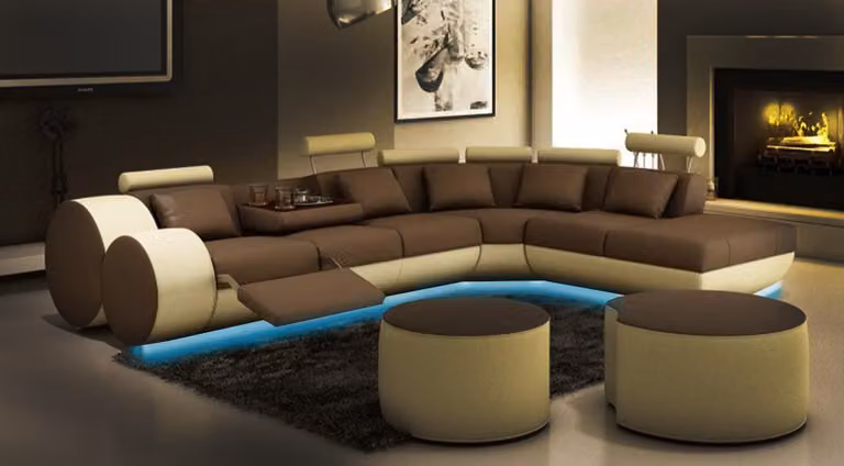 Ledersofa Sofa + Usb Lederecksofa Garnitur Xxl Wohnlandschaft Ecksofa Couch
