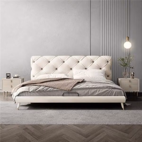 Betten 180x200cm Schlaf Zimmer Textil Stoff Bett Chesterfield Design Luxus Hotel