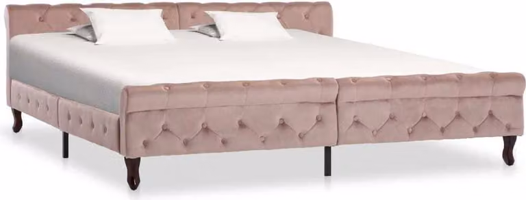 The Living Store Rete da letto in velluto rosa 200 x 200 cm