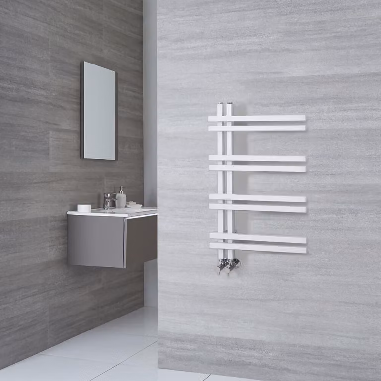 Scaldasalviette di Design - Termoarredo Bagno Bianco - 800 x 500mm - 280Watt - Tika