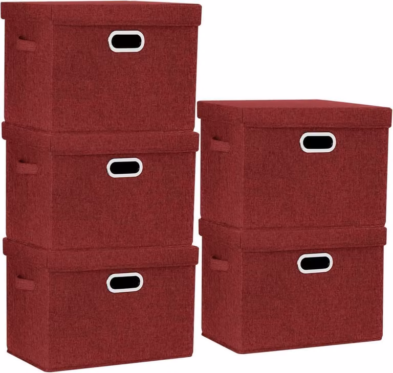 TYEERS Contenitore grande con coperchio 5 pezzi 44x30x29 cm Vino rosso
