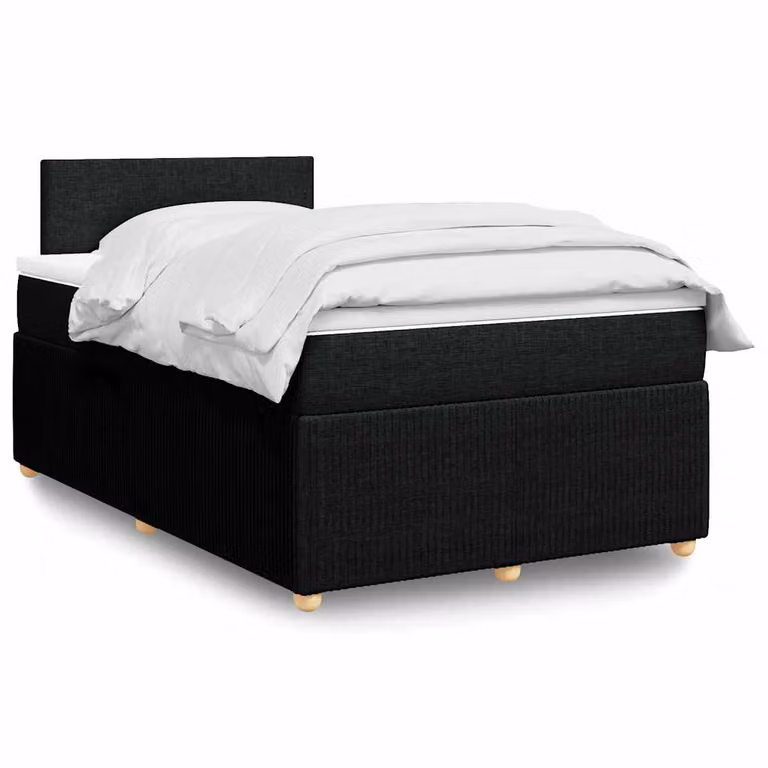 vidaXL Giroletto Ibrido con Materasso Nero e Bianco in Tessuto L: 120 cm, P: 200 cm