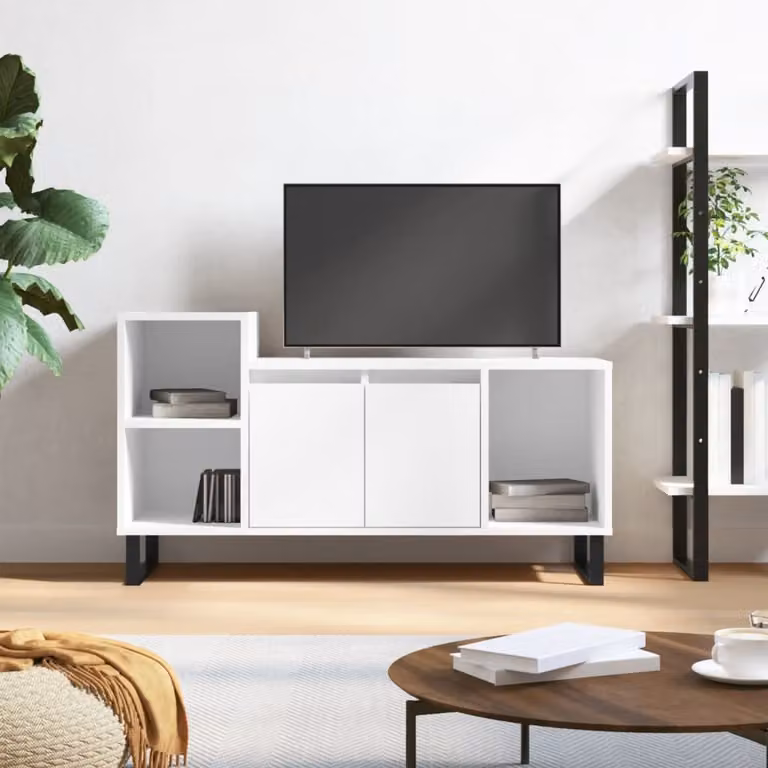 Mobile Porta TV Moderno vidaXL Bianco Lucido L 100 cm x P 35 cm x H 55 cm