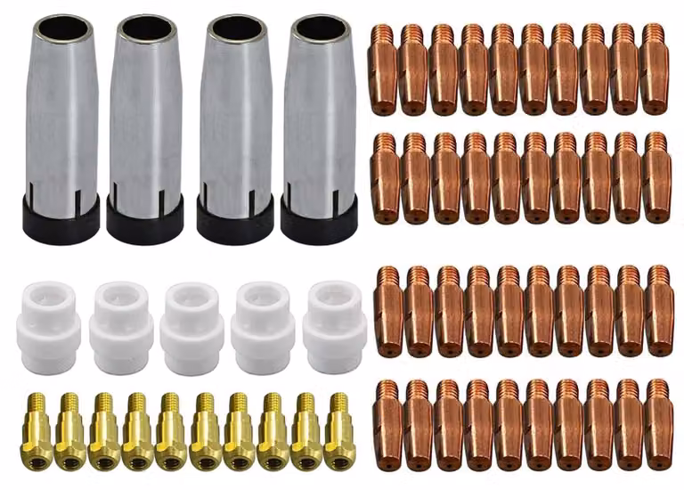 Punte di contatto MIG MAG M6.040" da 1,0 mm, codice 140.0242; e punte da 0,8 mm, codice 140.0051, set per torcia di saldatura