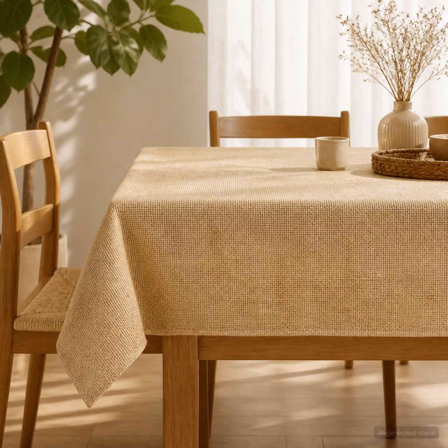 Tovaglia rettangolare rustica vidaXL in juta naturale beige, L: 160 cm, P: 270 cm