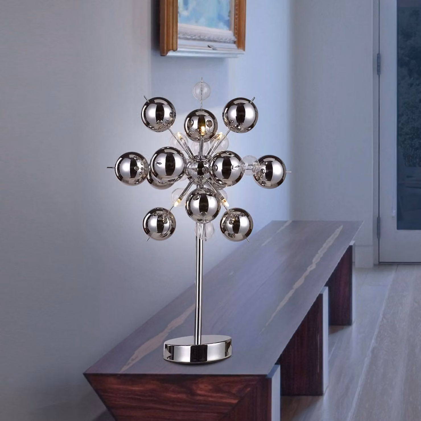 Näve Lampada da tavolo Wakusei, Cromo / Argento, Soggiorno / Sala da pranzo, Metallo, Moderno, Lampada da tavolo