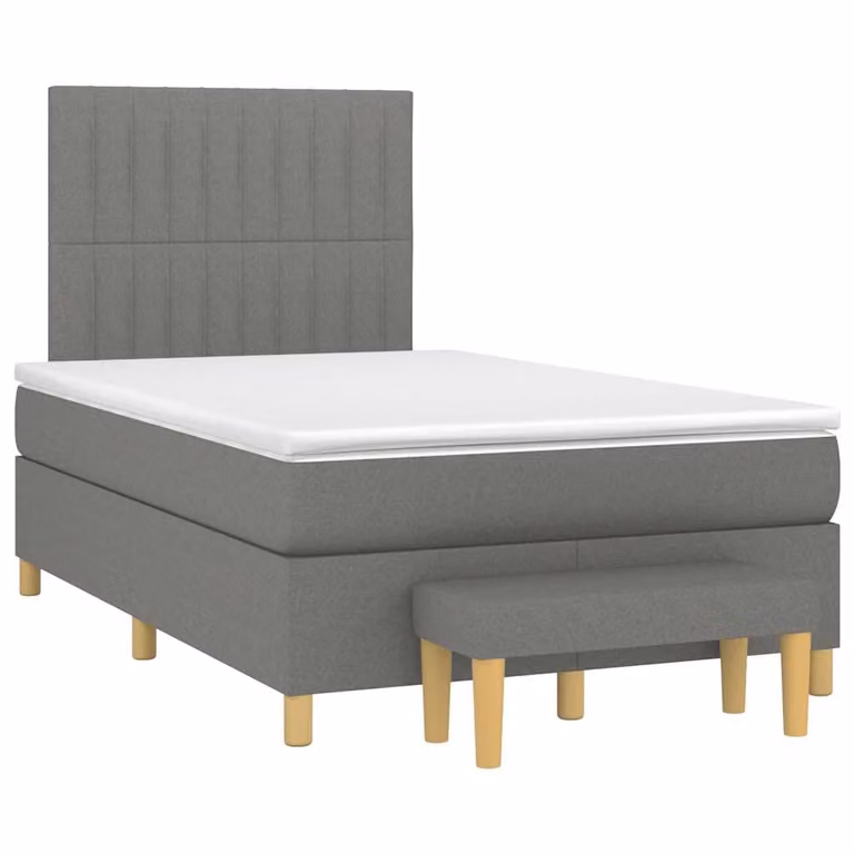 vidaXL Giroletto a Molle con Materasso Ibrido in Tessuto Grigio e Bianco L/P/H: 120 x 200 cm