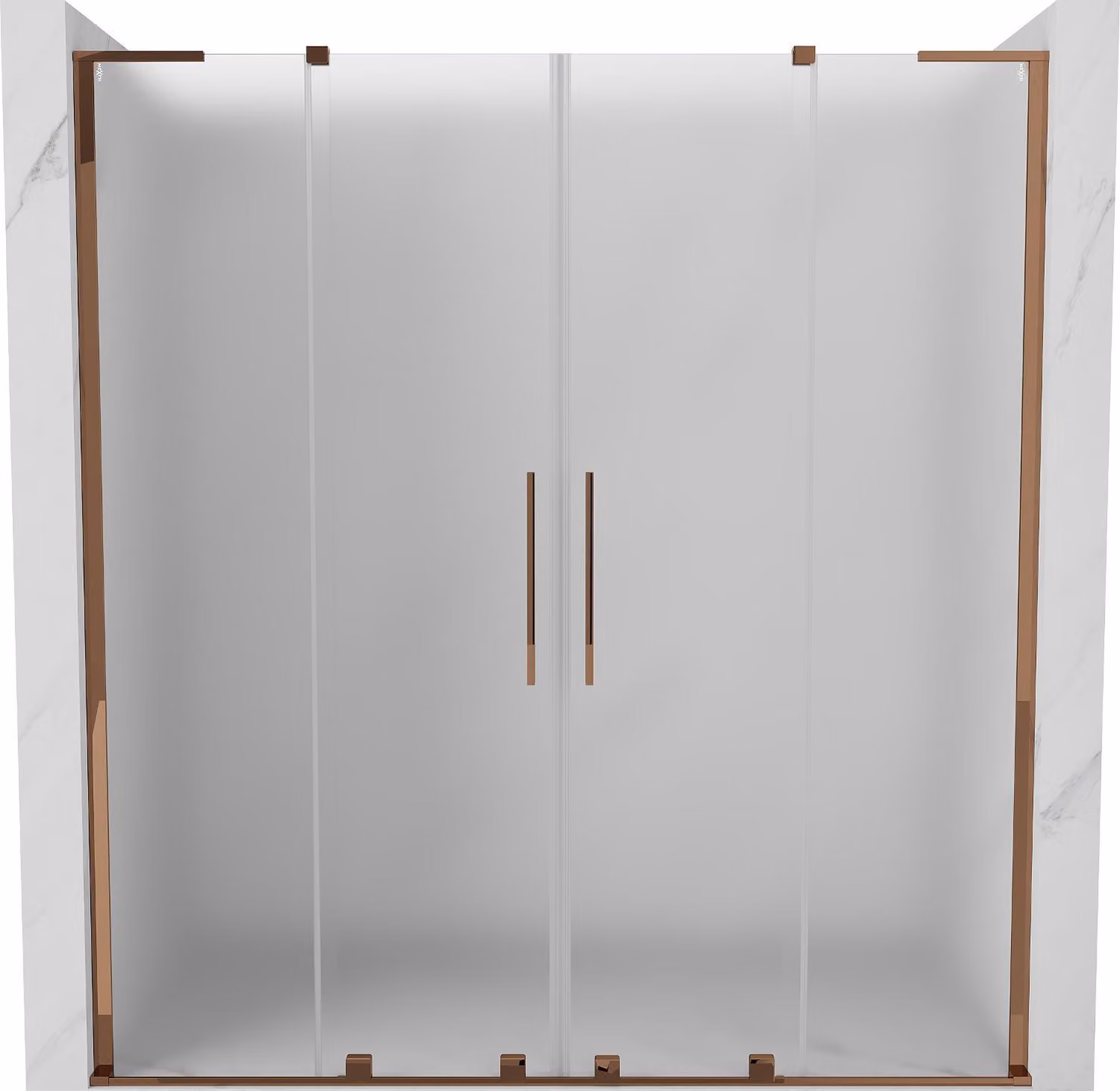 Mexen Velar L Duo porte doccia scorrevoli 170 cm, smerigliato, oro rosa - 871-170-003-32-60