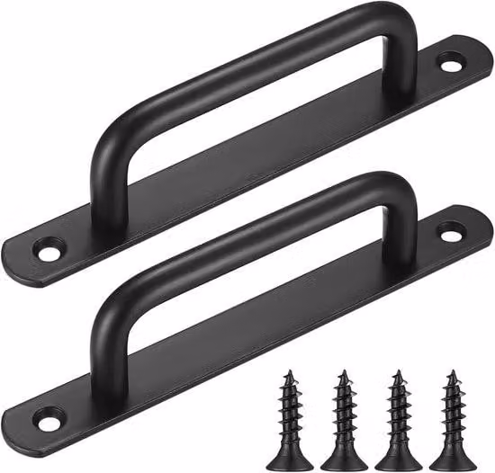 Cinghie di scorrimento per porte scorrevoli, maniglia di trazione per porte scorrevoli in metallo, acciaio inossidabile per porte scorrevoli, armadio, porta scorrevole, colore nero (235 mm)