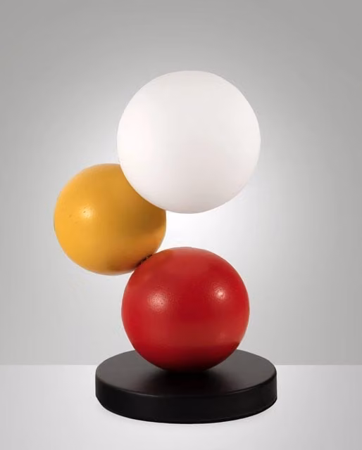 Lampada da Tavolo Micky Fabas in Metallo, Legno e Vetro Soffiato Multicolore con Regolazione al Tocco e Sorgente G9 inclusa, Altezza: 23 cm
