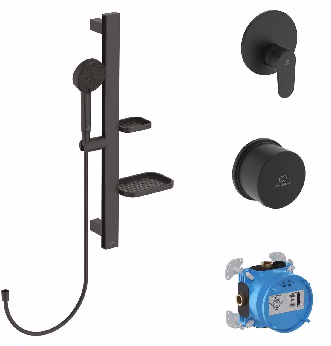 Set doccia completo, alluminio di alta qualità, colore nero, a risparmio idrico, peso 5,46 kg